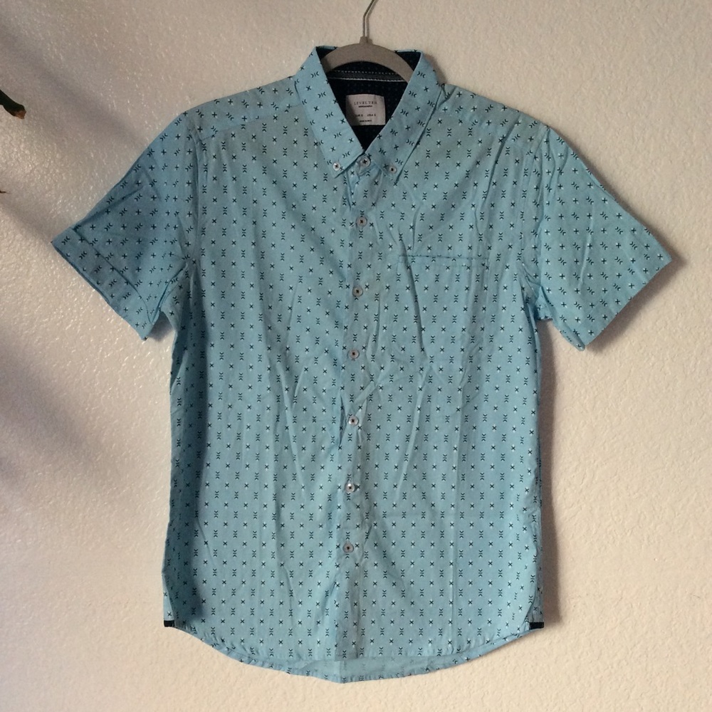 Level Ten Printed Casual Short Sleeve Button Up